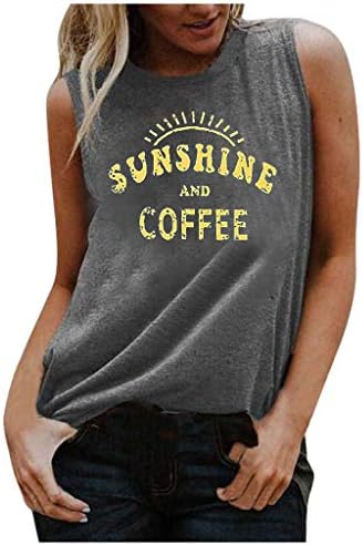 Тениски NEARTIME Sunshine Coffee за Жени, Всекидневни Жилетка с Къс Ръкав и Кръгло Деколте и Принтом, Свободна Туника, Потник,