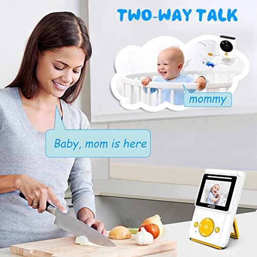 Видеоняня с камера и аудио, следи бебето без Wi-Fi с 2,4-инчов LCD екран, Цветен нощен Визьор, Двупосочен аудиовызов, VOX, диапазон