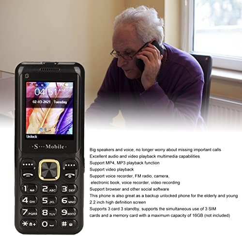 Отключени мобилен телефон Hilitand за възрастните хора, Лесен за използване мобилен телефон, с голям бутон на