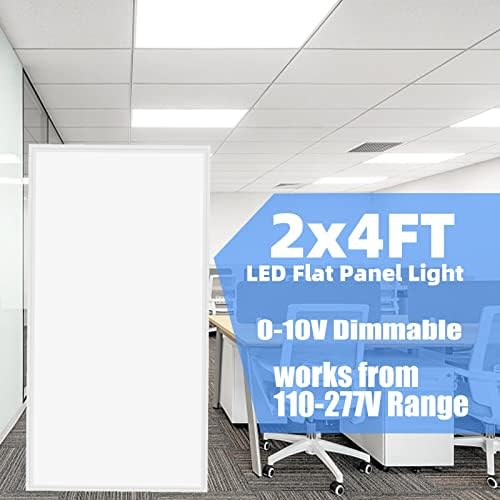 Yusosaif 4 БР. led лампа с плосък панел 2x4 led лампа размер 2x4 крака, с регулируема яркост 0-10 В, 110-277