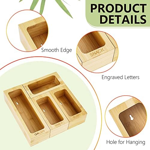 MTRSUE Bamboo Ziplock Чанта Органайзер За съхранение, Кухненски Чанта за съхранение на Продукти, Притежателите на контейнери