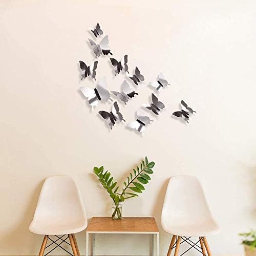 CHAOBO 48 БР. Направи си САМ 3D Пеперуда Стенен Декор Огледално Пеперуди Стикер за Стена, Подвижни, Стикери за Стена Пеперуди