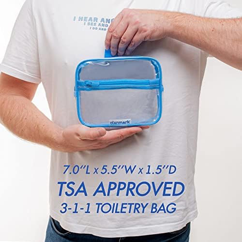 Одобрен TSA чанта за тоалетни принадлежности 3-1-1 Прозрачна Пътна косметичка с дръжка - Чанта с размер в един литър с цип-