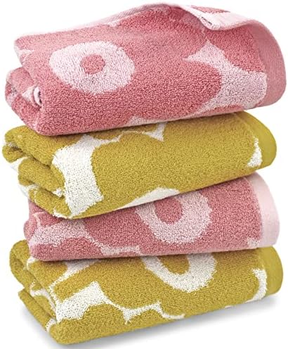 Декоративни Кърпи за ръце Jacquotha, 4 опаковки (Розово-жълто) - Комплект Хавлии за ръце с цветен модел за