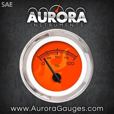 Датчик за налягане на маслото Aurora Instruments 1718 Светия Flame Red SAE (черни модерни игла, хром пръстени