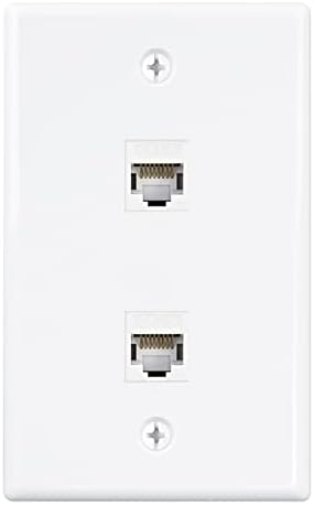 Iwillink (1 опаковка) Стенни панела с 2 порта Ethernet, Стенни панела с жак Keystone Джак с вградена съединителната поставяне