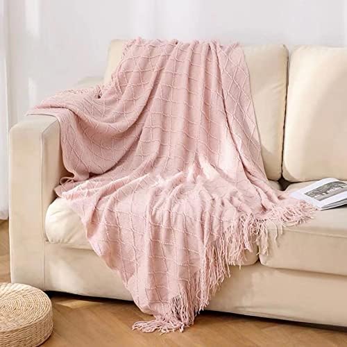 TXDYB 1 бр 50 x 60 Rose Аргайловое Меко Топло Вязаное одеяло в стил Бохо 50x 60 с пискюли за жени, Мъже. Идеална