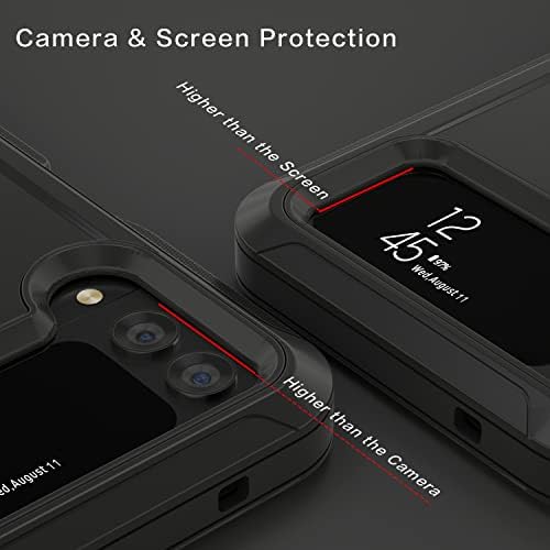 Калъф за телефон TDTOK Design Galaxy Z Flip 4 с клипс за колан-кобури, Удароустойчив Грапав калъф Военни клас