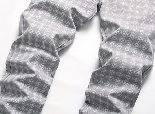 Мъжки панталони-Чиносы, Дебнещ Проверени панталони с плоска предна част, Стрейчевые Тънки Стилни Ежедневни Панталони в