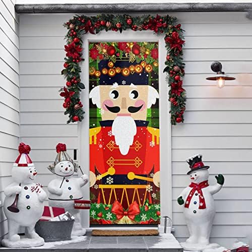 Коледна Врата калъф UrVog Nutcracker - Забавно Коледа е Празнична Украса За Входната Врата, Врата за носене, 36 х 96