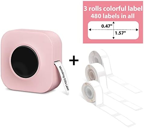 Memoking Label Maker Q30S Portable Pink Label Maker Machine - Преносим Термопринтерская Labeller машина с панделка, която е съвместима с Android и iOS, с 3 Ролята на бялата термопринтерской лента за ети