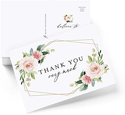 Колекция Bliss Картичка с благодарност, Геометрични Цветя, Картички за сватби, Тържества, детски или девойка душове,