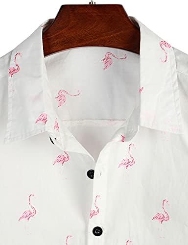VATPAVE Мъжки Хавайски Ризи от памук, Плажни Ризи с копчета и Къс Ръкав, Летни Ежедневни Ризи Алоха