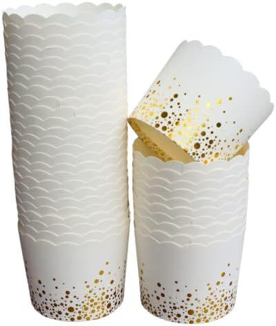 Хартиени Калъпи за печене На 50 опаковки за Еднократна употреба Жиронепроницаемые калъпи за кексчета (Големи, със Златен