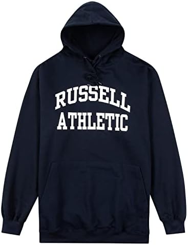 Мъжки блузи Russell Athletic Големи и Високи размери – Руното Hoody с Графичен Дизайн, Пуловер Тъмно Зелен цвят