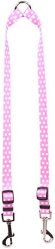 Дизайн Жълто Куче Нова Каишка-Куплунг в Розово Грах за кучета, Голям - 1 сантиметър в ширина от 12 до 20 см дължина