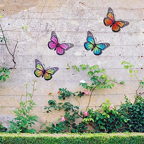 EOORAU Metal Butterfly Wall Art Външен Интериор - 4 опаковки 9,8 инча Стенни Скулптура Пеперуди Окачен Декор за