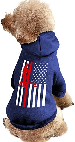 Американски Флаг Електрически Кабельщик Персонализирани Качулки За Домашни Кучета Мека Уютна Дрехи За Кучета Дишащи Пуловери