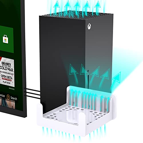 Монтиране на стена за Xbox серия X - PlusAcc Подвесная Стенни полк Титуляр Поставка за конзолата за видео игри Xbox X, Аксесоари за вертикални конзоли с охладителна вентилац