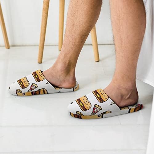 Мъжки домашни чехли за Хамбургери и пици, Мека Топла Обувки за Спални без шнур на плъзгане Подметка, Улични и Домашни чехли