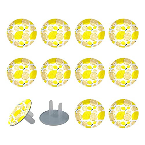 Жълти капачки за контакти с лимон 12 бр. - Защитни капачки за контакти, за деца – Здрави и устойчиви – Лесно да защитават вашите