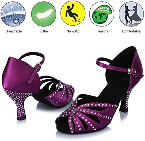 HROYL/ Дамски Обувки За Латино Танци балната зала С Пайети, Обувки за практикуване на Бачатой и Салса, YCL375
