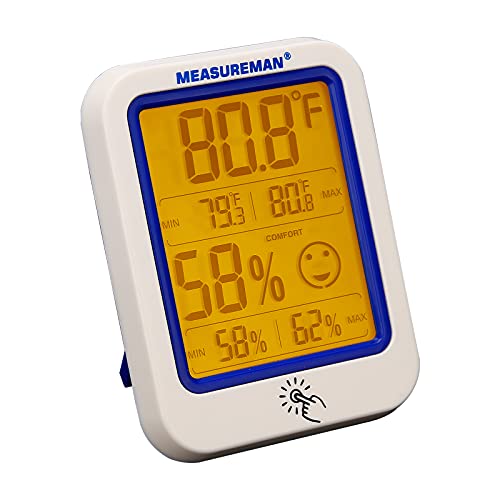 М Дигитален Термометър, Влагомер Сензор Макс/Мин Влажността В Помещението Измерване на Температурата на Монитор с Подсветка на Тъчпада
