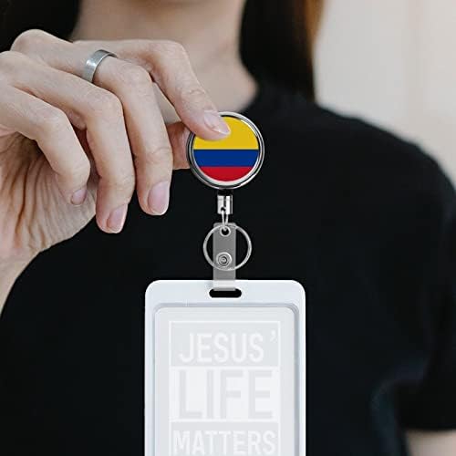 Титуляр Метална Икона с Колумбийски Флаг, Макара, Разтегателен Притежателя на сертификата Личност с Име, Халка За Ключове