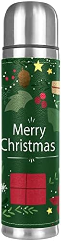 Чаша с Вакуумна Изолация от Неръждаема Стомана, Зелен весела Коледа-01 Термос с Принтом, Бутилка за Вода