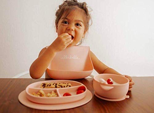 Пълен набор от детски смучат чинии и мисок Ullabelle с лъжица - Храна силикон без бисфенол А - Безопасно