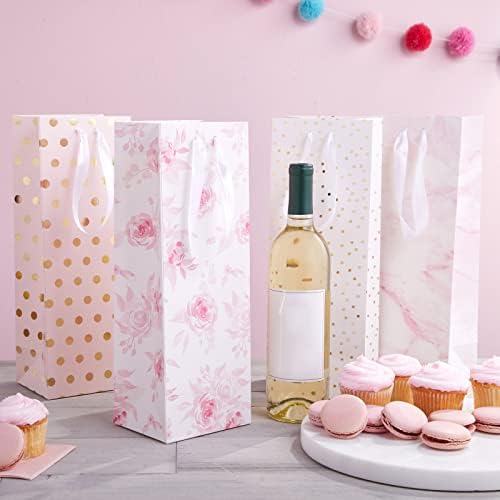 Подаръчни опаковки за бутилки шампанско за младоженци и сватбени тържества, 4 Дизайн (12 опаковки)