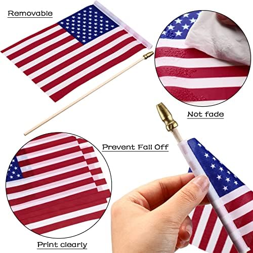 150 Опаковки Малки американски Знамена на клечка, 5x8 Инча, Преносими Малки Знамена на САЩ, Мини Ръчен Флаг на Ден в