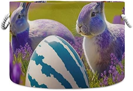 JUNZAN Великденски яйца с Лавандула Кошница за Зайци за Съхранение с Дръжка Складное Голяма Кофа за Съхранение на Играчки
