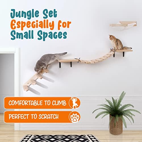 Набор от PATHOSIO PETS Cat Wall Jungle Set 2 - Плаващи Котка рафтове и убежища за стени, Котешка стенни мебели