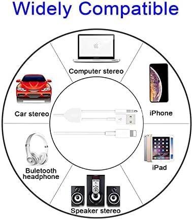 [Сертифициран от Apple Пфи] аудио кабел за зареждане 2 в 1, който е съвместим с iPhone, Aux кабел от Светкавица