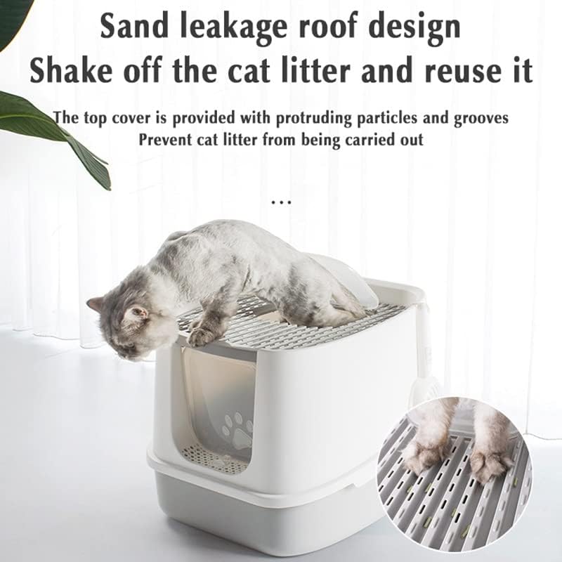 GRETD котешката тип мида за котки, Защитен от Пръски вода, Закрит Висока Ограда, Мебели за Котешки тоалетни (Цвят: