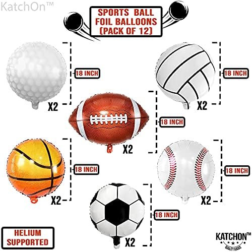 Големи 12 парчета, Майларовые Спортни балони - 18 инча | Аксесоари за рожден Ден в спортната тематика | Футболни