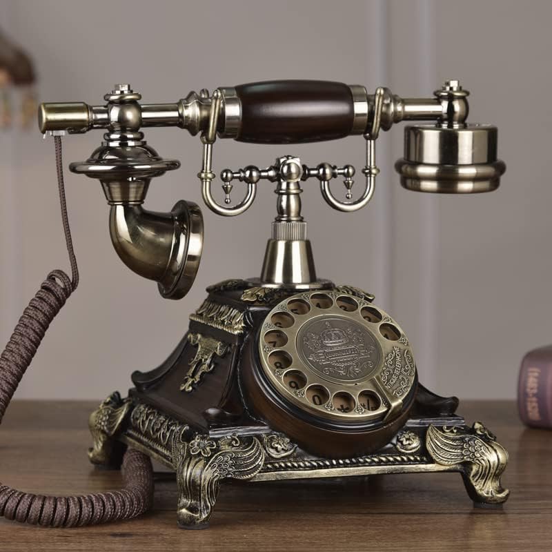 Стационарен телефон с превръщането набор от настаняване В европейски стил, украса на американската хол, Кабелна телефона с превръщането избиране (Цвят: кафяв разм?