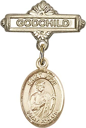 Детски икона Jewels Мания за талисман на Св. Юда Таддеуса и игла за икона Кръщелник | Детски иконата със златен пълнеж