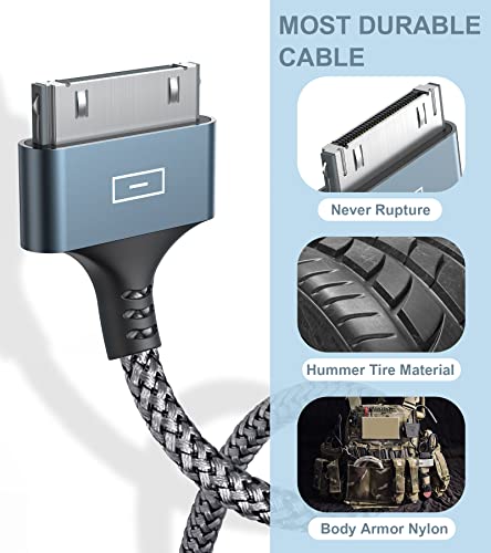 Кабел за зареждане AviBrex от USB до 30 контакти 2 бр [3,3 фута + 6,6 фута] Кабел за бързо зареждане и синхронизация на