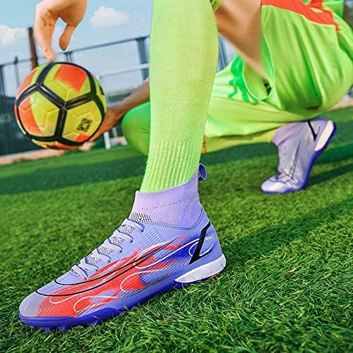 BINBINNIAO/мъжки и женски Футболни Обувки TF/AG с твърдо покритие, осветлението на Професионални Футболни Обувки с Висок Берцем за по-Големите Момчета и Момичета