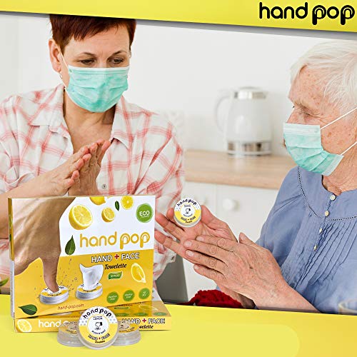 Hand Pop, Кърпички за ръце с аромат на лимон, 24 за Еднократна употреба, мокри кърпички Towelette, които Не съдържат