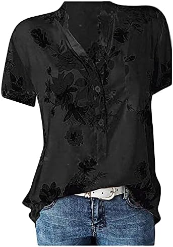 Дамска Риза с Копчета, Памучни Блузи с Къс ръкав и Цветна Принтом, Летни Блузи за Жени, Модни Риза Blusas De Moda 2023