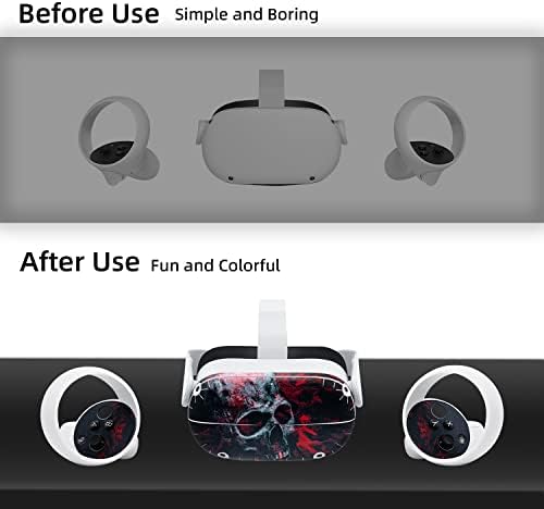 Кожата Wigearss със Стикери за виртуална слушалки и контролер Oculus Quest 2, Етикети със Стикери за Oculus Quest 2 - Червен