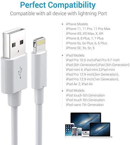 Подходящ за оригинално зарядно за Apple [сертифициран от Пфи] Кабел Lightning-USB Съвместим с iPhone Xs Max/Xr/Xs/X/8/7/