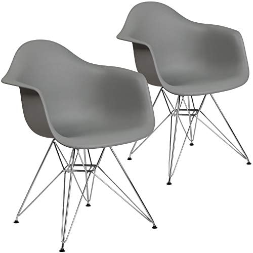 Луксозно обзавеждане Тъмно син пластмасов стол серия Alonza с хромирано основание