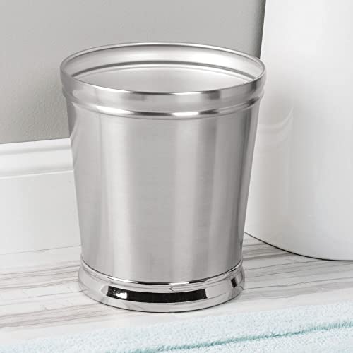 Декоративно Кръгло Метално Малка кофа за Боклук mDesign, боклук, боклук - за бани, тоалетни, Кухни, домашни офиси -