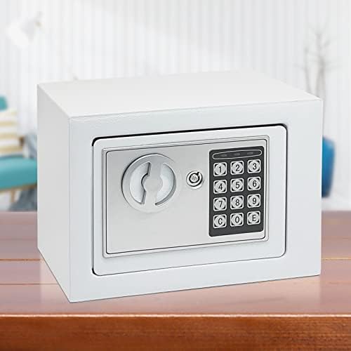 Компактен електронен сейф с двойна система за заключване - Надеждно съхранение на пари, бижута, документи и ценни неща -