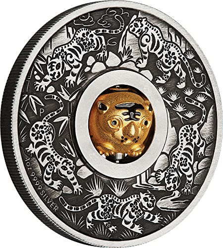 2022 Модерна Възпоменателна монета PowerCoin Година на Тигъра, Въртящи Чар, една Сребърна Монета с тегло 1 Унция,