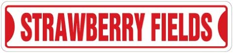 Уличен знак STRAWBERRY FIELDS sign music британската песен | На закрито / На открито | 24Богат Пластичен Знак